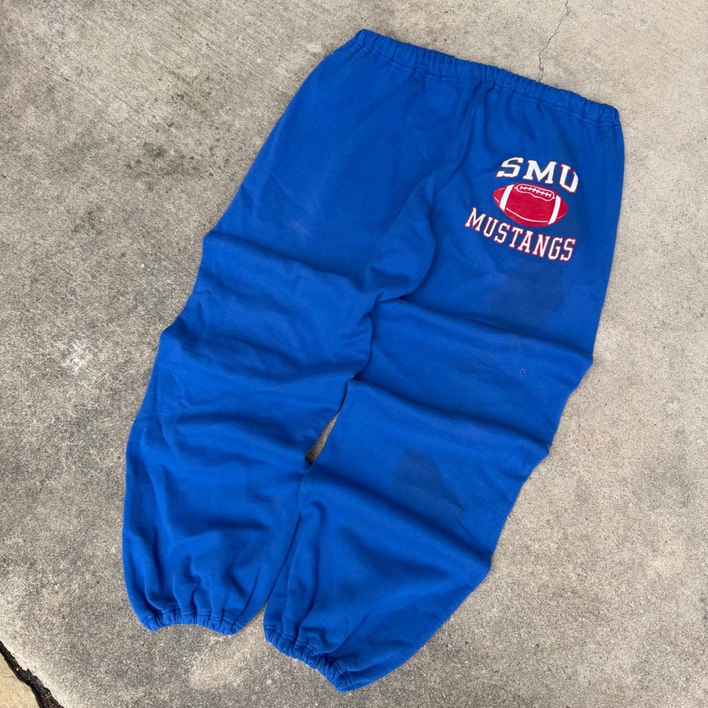 Vintage Russell Athletic SMU Mustangs Sweatpants Blue Mens XXL Made in USA 90s